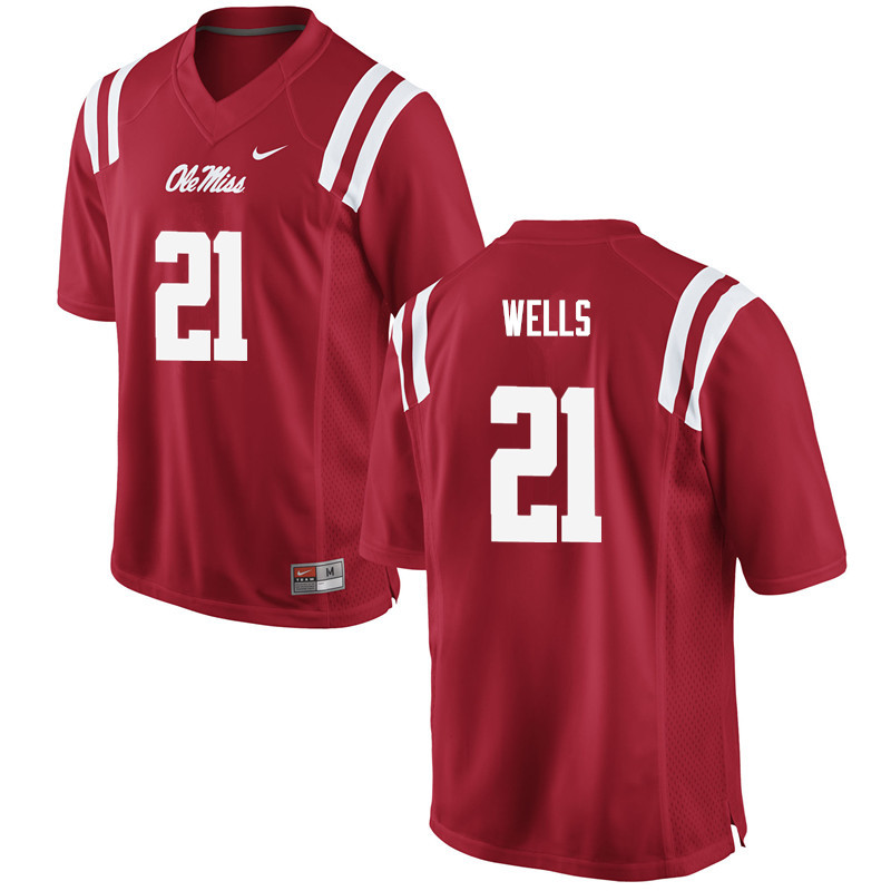 Men Ole Miss Rebels #21 KeShun Wells College Football Jerseys-Red